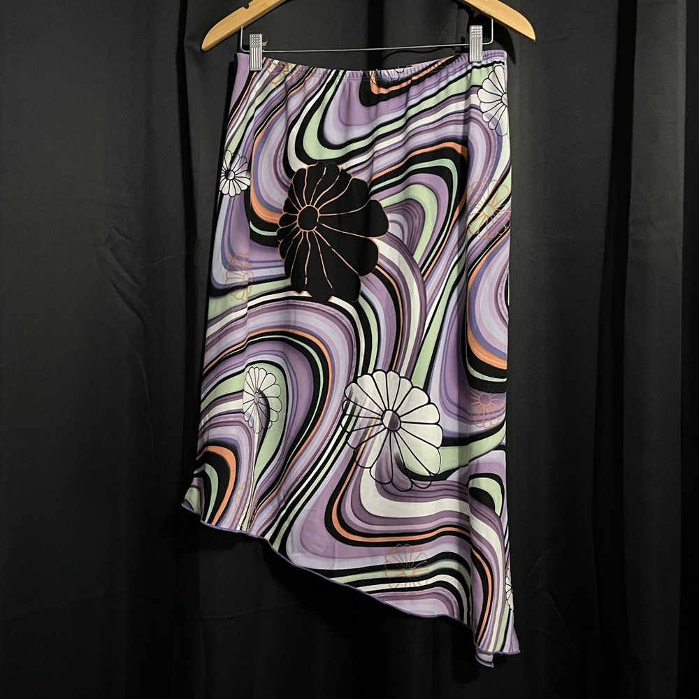 Clio Asymmetrical Skirt in Purple and Black Floral